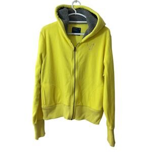 American Eagle Outfitters Full Zip Up Yellow Fleece Hooded Sweatshirt XXL